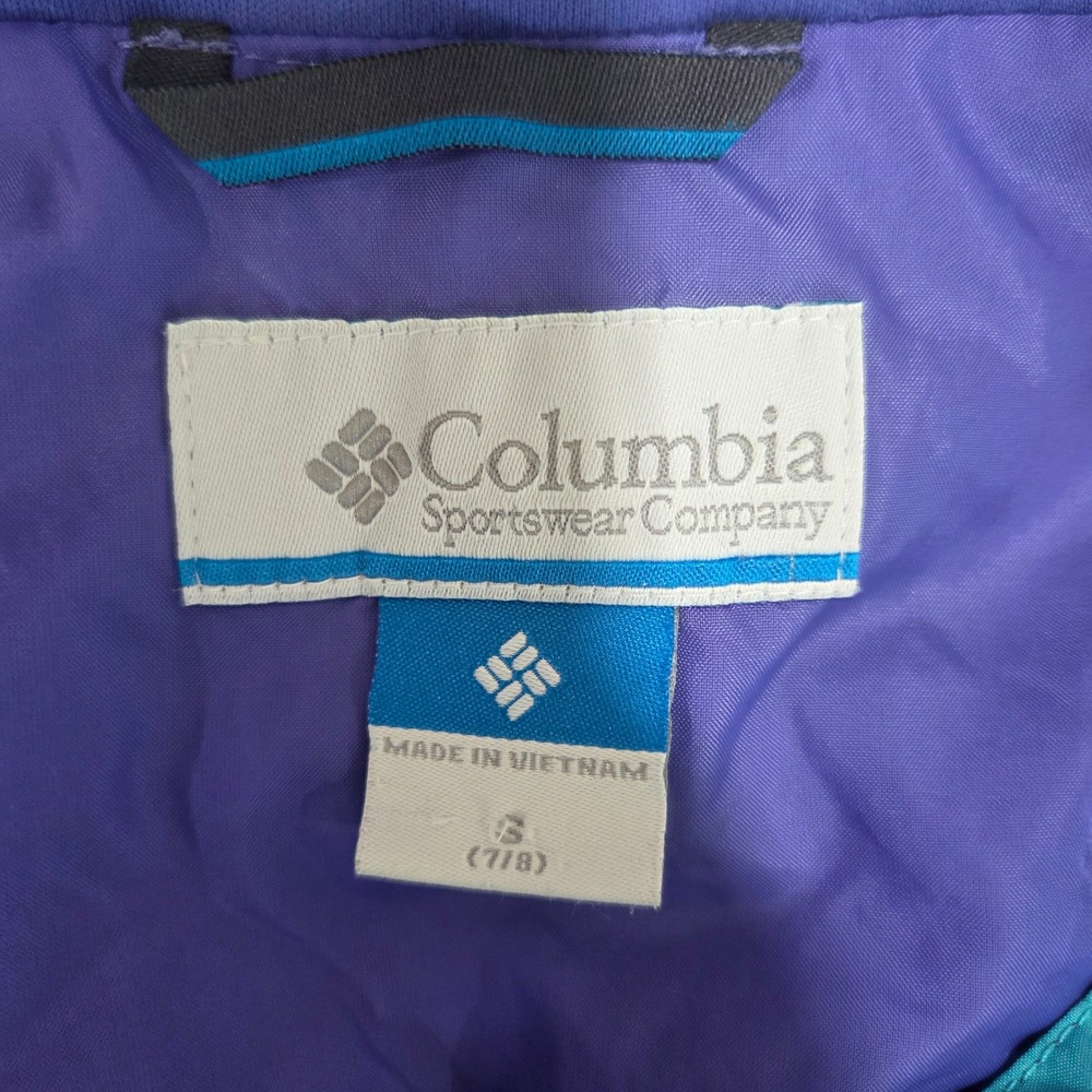 Columbia Girls Omni-Shield Windbreaker Jacket Purple Teal Colorblock Small 7/8